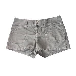 Y2K Womens Old Navy Low Rise Micro Mini Shorts Green Twill Cargo Utility Size 6